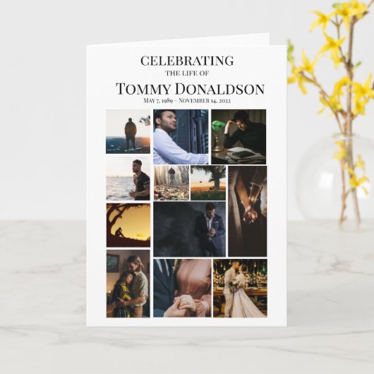 12 Photo Collage carte funéraire (Fleur jaune)