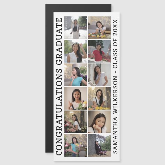 12 Photo Collage Congrats Afstuderen Magnetic Card (Voorkant / Achterkant)