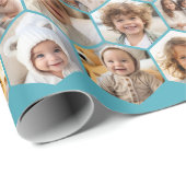 12 Photo Collage - funky hexagon honingraatpatroon Cadeaupapier (Rol Hoek)