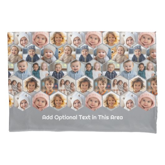 12 Photo Collage - funky hexagon honingraatpatroon Kussensloop (Voorkant)