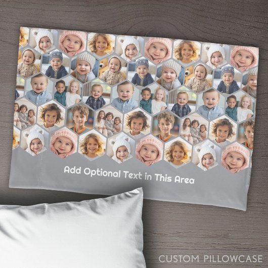 12 Photo Collage - funky hexagon honingraatpatroon Kussensloop