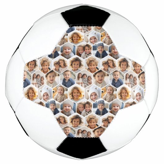 12 Photo Collage - funky hexagon honingraatpatroon Voetbal (Voorkant)