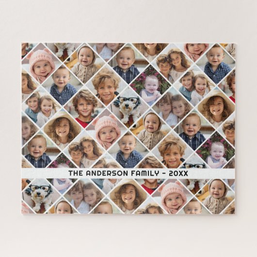 12 Photo Collage Modern Diamond Layout Black Legpuzzel (Horizontaal)
