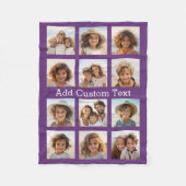 12 Photo Square Collage met Paarse achtergrond Fleece Deken (Voorkant)