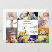 12 photos Train Bleu d'anniversaire - Invitation d (Devant / Derrière)