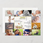 12 Photos Train d'anniversaire rouge - Invitation  (Devant / Derrière)