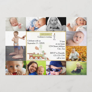 12 Photos Train d'anniversaire rouge - Invitation 