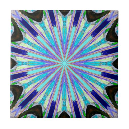 12-punts blauw sterelement tegeltje (Voorkant)