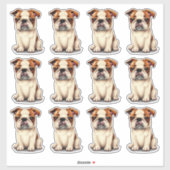 12 Puppies met hond Sticker (Vel)