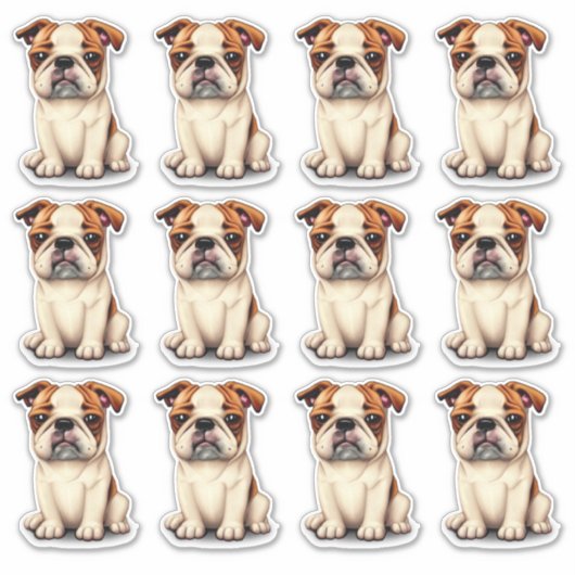 12 Puppies met hond Sticker (Voorkant)
