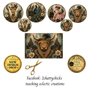 12" ronde Gatsby Giraffe Highland & Flamingo  Inpakpapier Vel