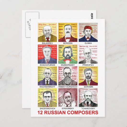 12 Russische componisten Briefkaart (Voorkant / Achterkant)