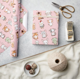 12 Schattige Chinese Dierenriem Dieren Kawaii Cadeaupapier