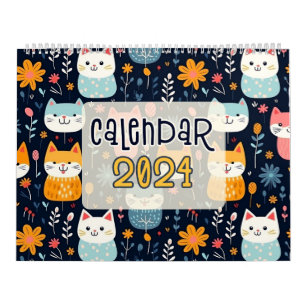 12 Schattigee Cat Naadloze Patronen Design Kalender