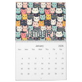 12 Schattigee Cat Naadloze Patronen Design Kalender (Jan 2026)