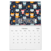 12 Schattigee Cat Naadloze Patronen Design Kalender (Feb 2026)