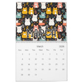 12 Schattigee Cat Naadloze Patronen Design Kalender (Mar 2026)