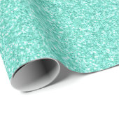 12 Seafoam Blue Glitter Print Cadeaupapier (Rol Hoek)