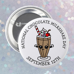 12 september is Nationale Chocolade Milkshake Dag Ronde Button 5,7 Cm