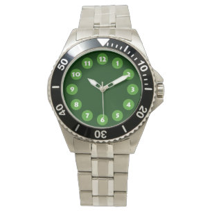 12 Spots - Avocado Green met donkergroen Horloge