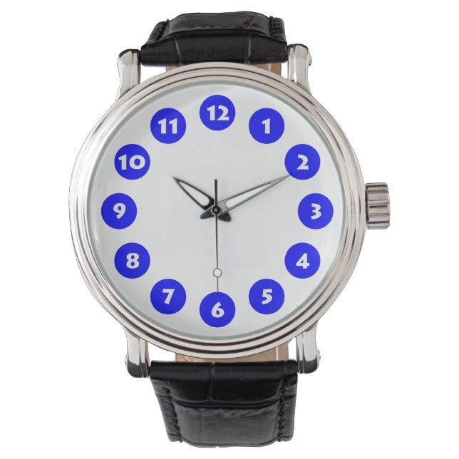 12 Spots - Blauw op wit Horloge (Voorkant)