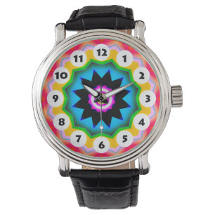 12 Spots - Colorful Mandala 026 Horloge