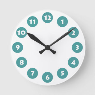 12 Spots - White met Ocean Green on White Ronde Klok