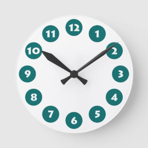 12 Spots - White with Moss Green on White Ronde Klok