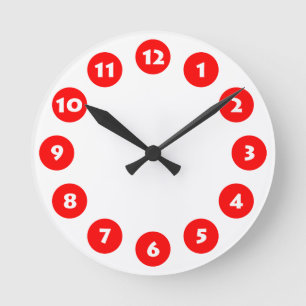 12 Spots - wit met rood op wit Ronde Klok