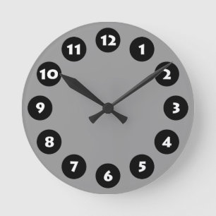 12 Spots - zwart, wit en grijs Ronde Klok