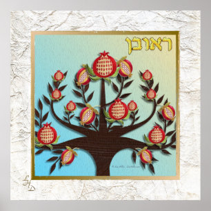 12 Stammen van Israël Ruben Kunstprint Poster