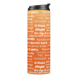 12 Stappen Herstel Woorden & Slogans Oranje Thermosbeker
