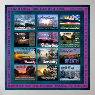 12-stappen herstelslogans wolken poster-rand 25z poster