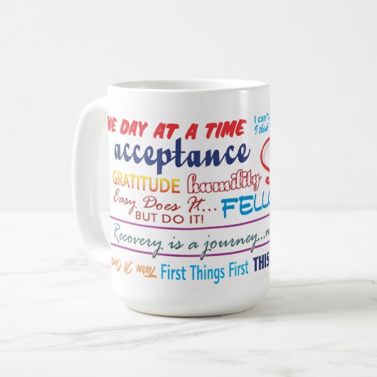 12 stappen nuchterheid slogans mok 25z3 (Voorkant links)