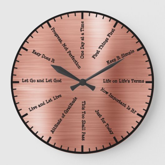 12 Step Sobriety Alcoholics Rose Gold Wall Clock Grote Klok (Voorkant)