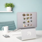 12 Stickers Chouette différents (Ordinateur portable sur le bureau)