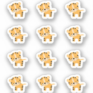 12 Stickers Mini Tiger Cute