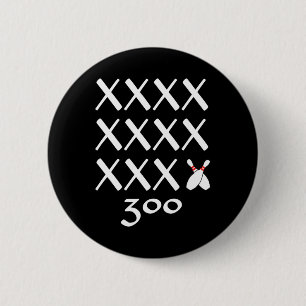 12 Strikes Perfect Bowling Game T Shirt - 300 Bowl Ronde Button 5,7 Cm