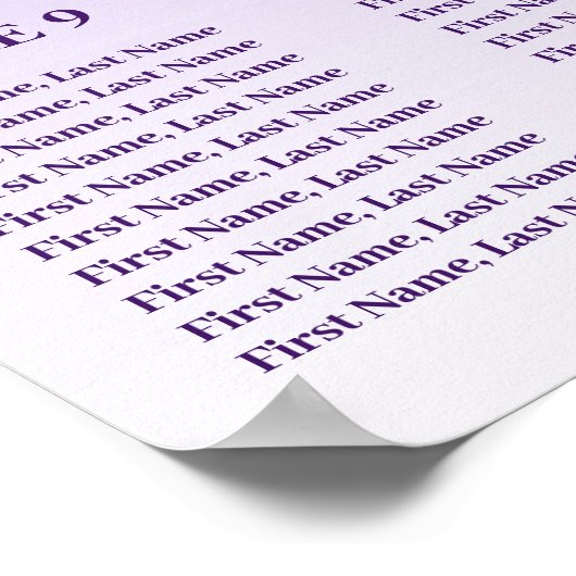 12 Table Seating Chart Template Purple Glitter Poster (Hoek)