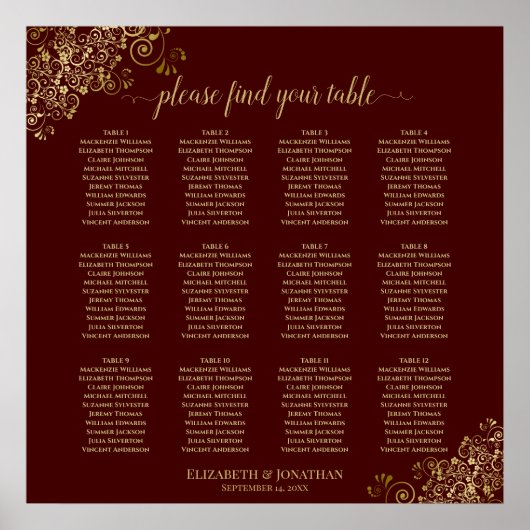 12 Tableau Auburn Mariage  Siège graphique Lacy Go (Devant)