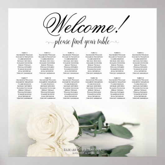 12 Tableau Élégant Mariage Rose Blanche (Devant)