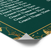 12 Tableau Emerald Green & Gold Floral Seating Cha (Coin)