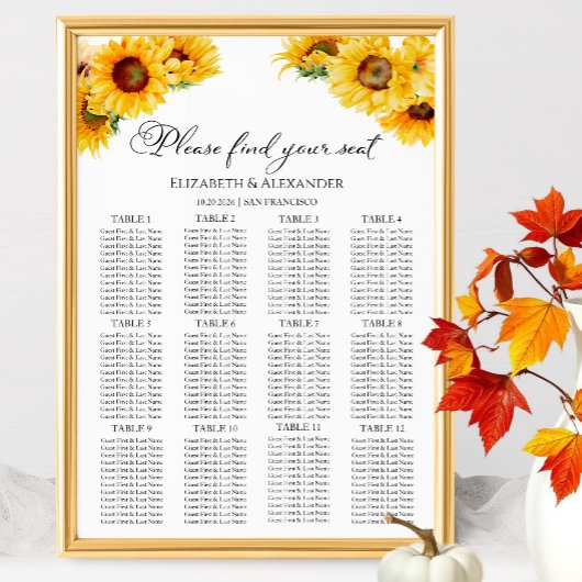 12 Tableau Mariage de automne de tournesol