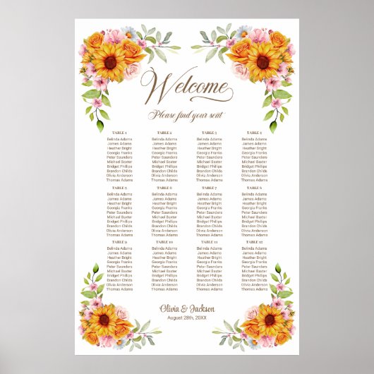 12 Tableau Rose de tournesol Mariage Tableau de si (Devant)