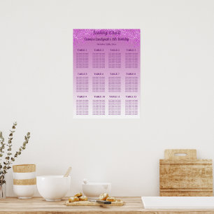 12 Tableau Sièges Modèle Parties scintillant rose