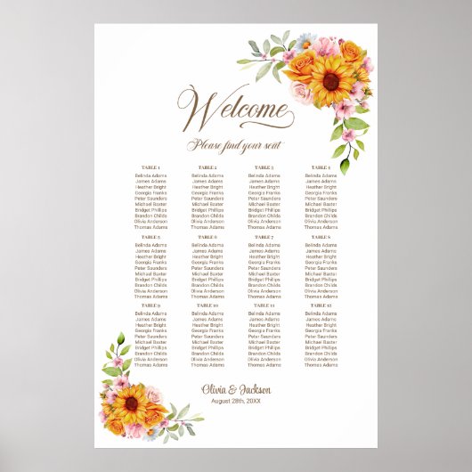 12 Tableau Tableau Mariage floral rose jaune (Devant)