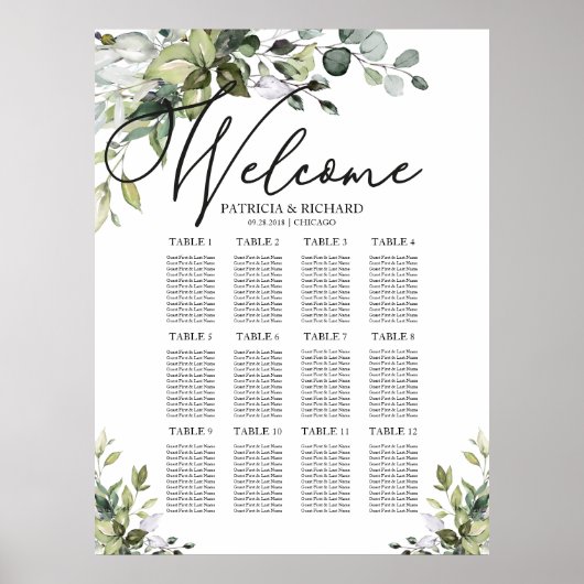 12 Tableaux Tableau de siège Vert Aquarelle (Devant)