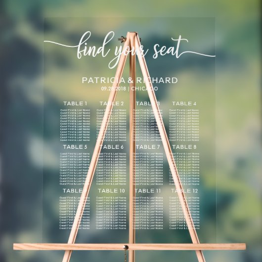 12 Tables Élégant Plan De Mariage (Neutre)