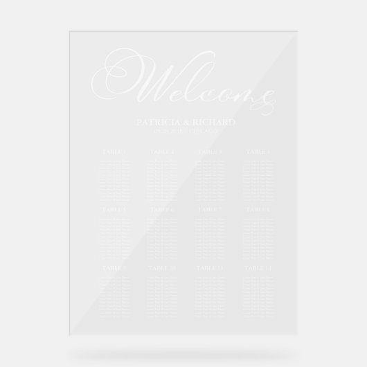 12 Tables Élégant Plan De Mariage (Recto)
