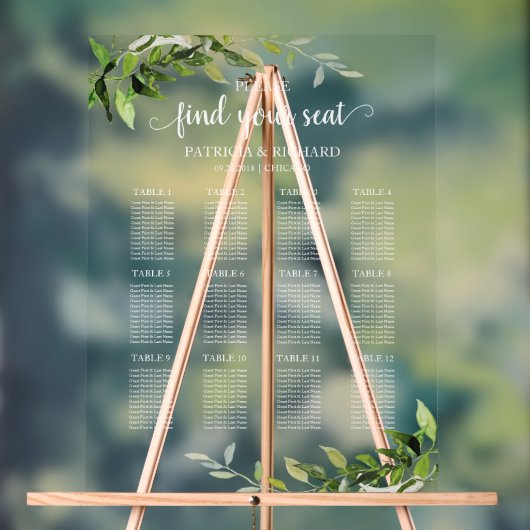 12 Tables Plan Mariage de verdure (Neutre)